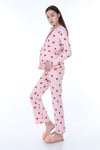 Luvmabelly MYRA9543 Düğmeli Biyeli Hamile Pijama Takımı -Çilekli