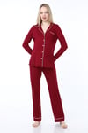 Luvmabelly MYRA9553 Düğmeli Biyeli Hamile Pijama Takımı -Bordo