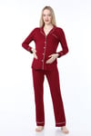 Luvmabelly MYRA9553 Düğmeli Biyeli Hamile Pijama Takımı -Bordo