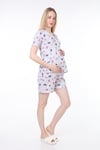 Luvmabelly MYRA9561 Düğmeli Biyeli Hamile Şortlu  Pijama Takımı -Kelebekli