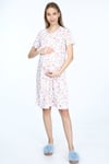 Luvmabelly MYRA9570 Önden Çıt Çıtlı Hamile Geceliği - Tavşanlı - Pembe