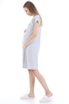 Luvmabelly MYRA9582 Yandan Çıt Çıtlı Hamile Geceliği - Siyah Puantiyeli - Gri