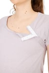 Luvmabelly MYRA9585 Yandan Çıt Çıtlı Hamile Geceliği - Mor Çizgili