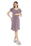 Luvmabelly MYRA9585 Yandan Çıt Çıtlı Hamile Geceliği - Mor Çizgili
