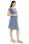 Luvmabelly MYRA9585 Yandan Çıt Çıtlı Hamile Geceliği - Mor Çizgili