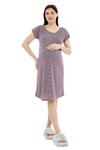 Luvmabelly MYRA9585 Yandan Çıt Çıtlı Hamile Geceliği - Mor Çizgili