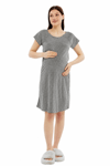 Luvmabelly MYRA9585 Yandan Çıt Çıtlı Hamile Geceliği - Mavi 