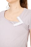 Luvmabelly MYRA9585 Yandan Çıt Çıtlı Hamile Geceliği - Mor Çizgili