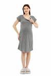 Luvmabelly MYRA9585 Yandan Çıt Çıtlı Hamile Geceliği - Mavi 