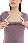 Luvmabelly MYRA9585 Yandan Çıt Çıtlı Hamile Geceliği - Mor Çizgili