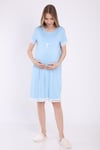 Luvmabelly MYRA9591 Önden Çıt Çıtlı Dantelli Hamile Geceliği -Mavi