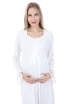 Luvmabelly MYRA9620 Dantelli Düğmeli Hamile Gecelik - Ekru