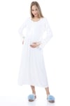 Luvmabelly MYRA9620 Dantelli Düğmeli Hamile Gecelik - Ekru