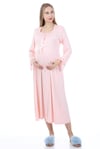 Luvmabelly MYRA9622 Dantelli Düğmeli Hamile Gecelik - Pembe