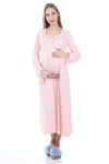 Luvmabelly MYRA9622 Dantelli Düğmeli Hamile Gecelik - Pembe