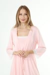 Luvmabelly MYRA9650 Sabahlıklı Önden Bölmeli Dantelli Emzirme Geceliği -Pembe