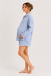 Luvmabelly MYRA9675 –  Mom & After Doğal Muslin Pijama Takımı - Bebe Mavi
