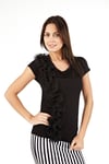 myra10061 Siyah Fırfırlı Tshirt