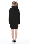 Palena - PLNA4550 - Büyük Beden Kapüşonlu Kanguru Cepli Uzun Sweatshirt - Beden Siyah & Kol Siyah