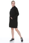 Palena - PLNA4550 - Büyük Beden Kapüşonlu Kanguru Cepli Uzun Sweatshirt - Beden Siyah & Kol Siyah