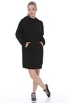 Palena - PLNA4550 - Büyük Beden Kapüşonlu Kanguru Cepli Uzun Sweatshirt - Beden Siyah & Kol Siyah