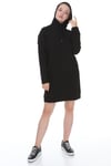 Palena - PLNA4550 - Büyük Beden Kapüşonlu Kanguru Cepli Uzun Sweatshirt - Beden Siyah & Kol Siyah
