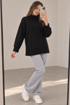 Palena  PLNL4280 Balıkçı Yaka Yan Fermuarlı  Sweatshirt - Siyah 