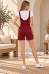 Palena PLNL6207 – Şort Ön Cepli Salopet - Bordo