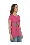 TS2016020 -1 - Pembe Bayan Summer Kokteyl Desenli Baskılı T-Shirt