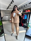 Camel Renk Beli Lastikli Keten Pantolon