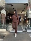 Kahverengi Champion İşlemeli Kapüşonlu Eşofman Takımı