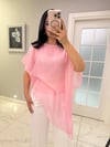 Pembe Asimetrik Kesim Şifon Bluz