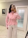Pembe Dantelli Fular Detaylı Tensel Bluz