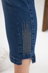 Büyük Beden Taş Detay Denim Kapri Kim. Mavi
