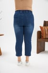 Büyük Beden Taş Detay Denim Kapri Kim. Mavi