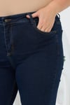 İspanyol Paça Büyük Beden Kot Pantolon Koyu Lacivert