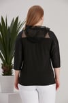 Rmg Kapşonlu Büyük Beden ust kısmı ve kapsonu dantel sweatshirt