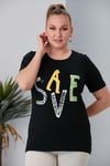 Rmg Save Baskılı Büyük Beden Siyah Tişört