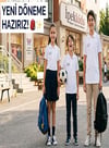 Beyaz Kısa Kollu Pamuklu Polo Yaka Lakos Okula Günlük Kullanıma Uygun Tam Kalıp