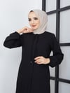 Yakası Bağcıklı Ferace - Siyah