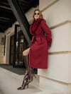 Bordo Kol Ve Yaka Kürklü Kaşe Kaban