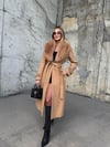 Camel Rengi Yaka Kürklü Kaşe Kaban
