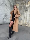 Camel Rengi Yaka Kürklü Kaşe Kaban