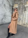 Camel Rengi Yaka Kürklü Kaşe Kaban