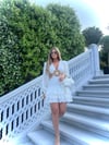 Hasır Tokalı Beyaz Elbise