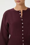  Aria Premium Viscose Yumuşak Mürdüm Triko Hırka