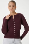  Aria Premium Viscose Yumuşak Mürdüm Triko Hırka