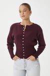  Aria Premium Viscose Yumuşak Mürdüm Triko Hırka