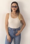  Kadın Premium Doku Krem Fitilli U Yaka Fitilli Pamuklu Atlet