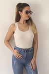  Kadın Premium Doku Krem Fitilli U Yaka Fitilli Pamuklu Atlet